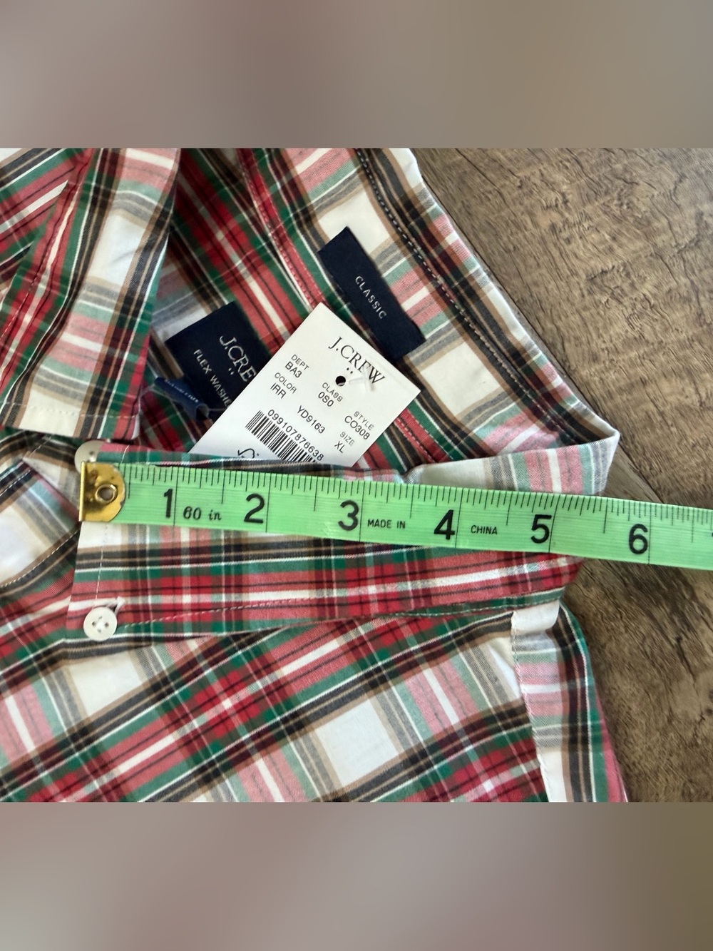 J.Crew Flex Washed Classic Fit Plaid Button Down Shirt XL NWT Cotton Stretch - Picture 6 of 11